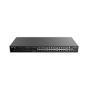 24-Port 10/100 Mbps with 2-Port Gigabit Rackmount PoE Switch